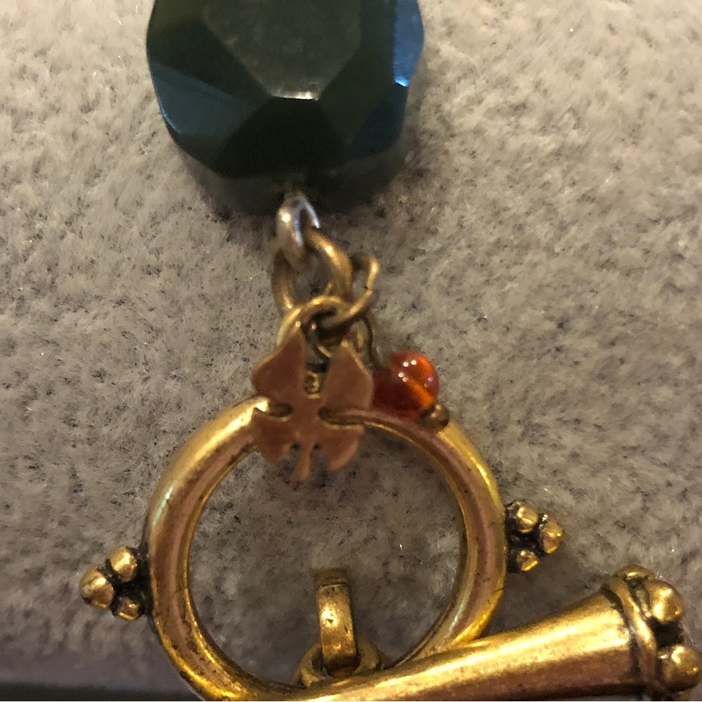 Lucky Brand Bracelet  - Gold & Silver tone w/ red & green acrylic stones, toggle - Picture 10 of 10
